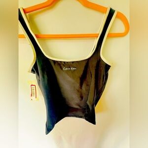 Calvin Klein Tankini Swim Top Black & White women’s size 10-NWT